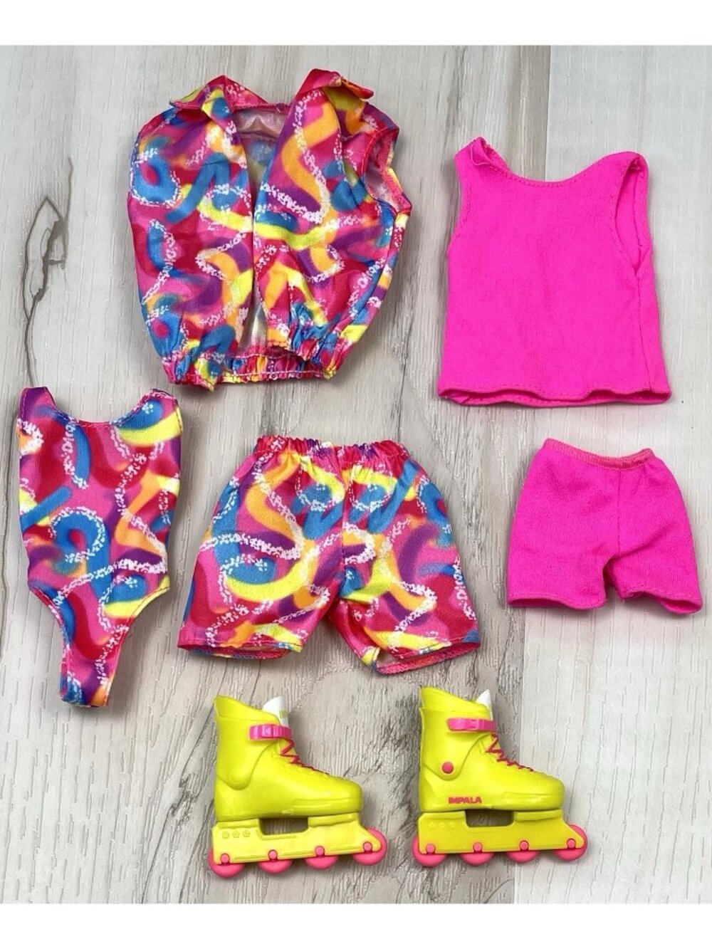 7pc Lot MATTEL Barbie the Movie Rollerblade Replacement CLOTHES Ken & Barbie EUC